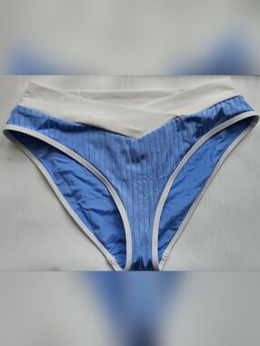 NWOT Skye Light Blue Ribbed Swim Bottoms with White Trim Size XL